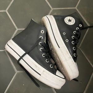 Platform leather high top converse